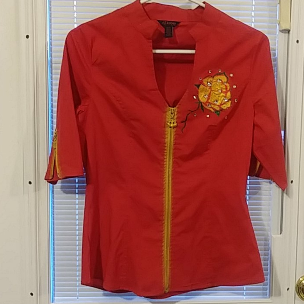 Red Blouse Shirt Sleeve